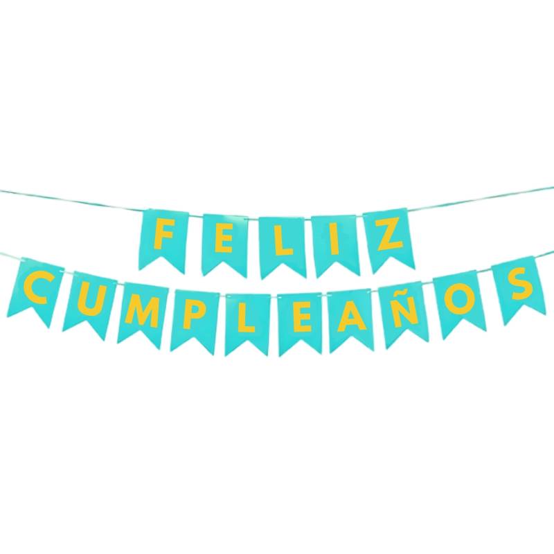 BANDERIN FELIZ CUMPLEAÑOS LISO CELESTE